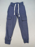 Kids Navy Blue Cargo Pockets Jogger Pants Size XS Drawstring Sweatpants