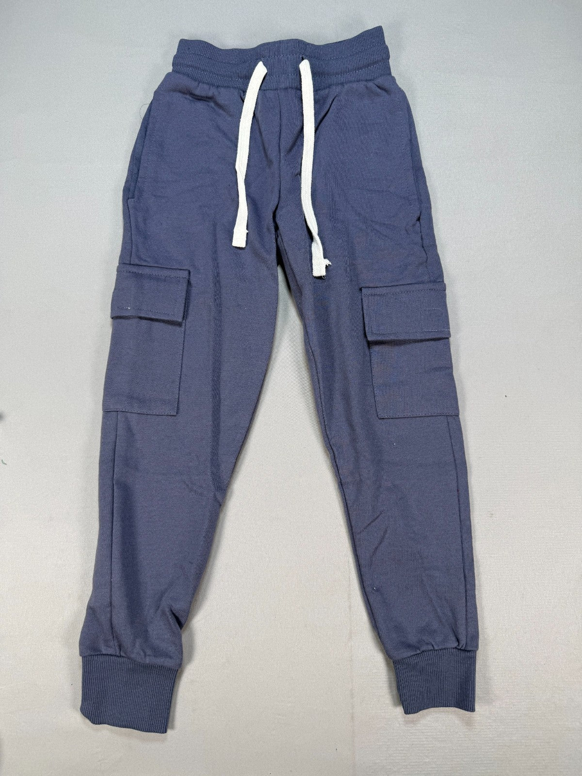 Kids Navy Blue Cargo Pockets Jogger Pants Size XS Drawstring Sweatpants