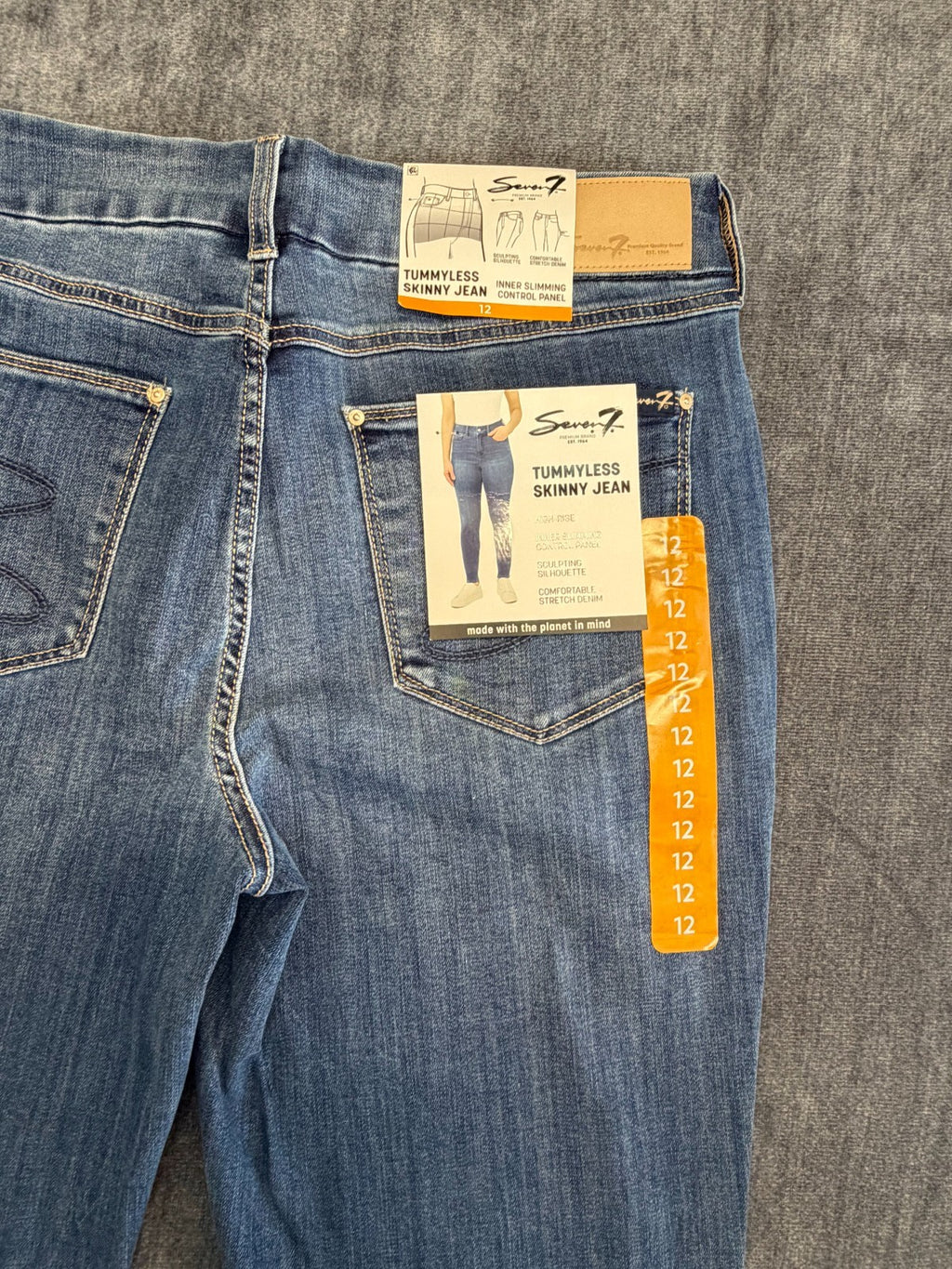 NWT Seven7 Skinny Jeans Women's 12 Blue Denim High Rise Stretch Casual 5-Pockets