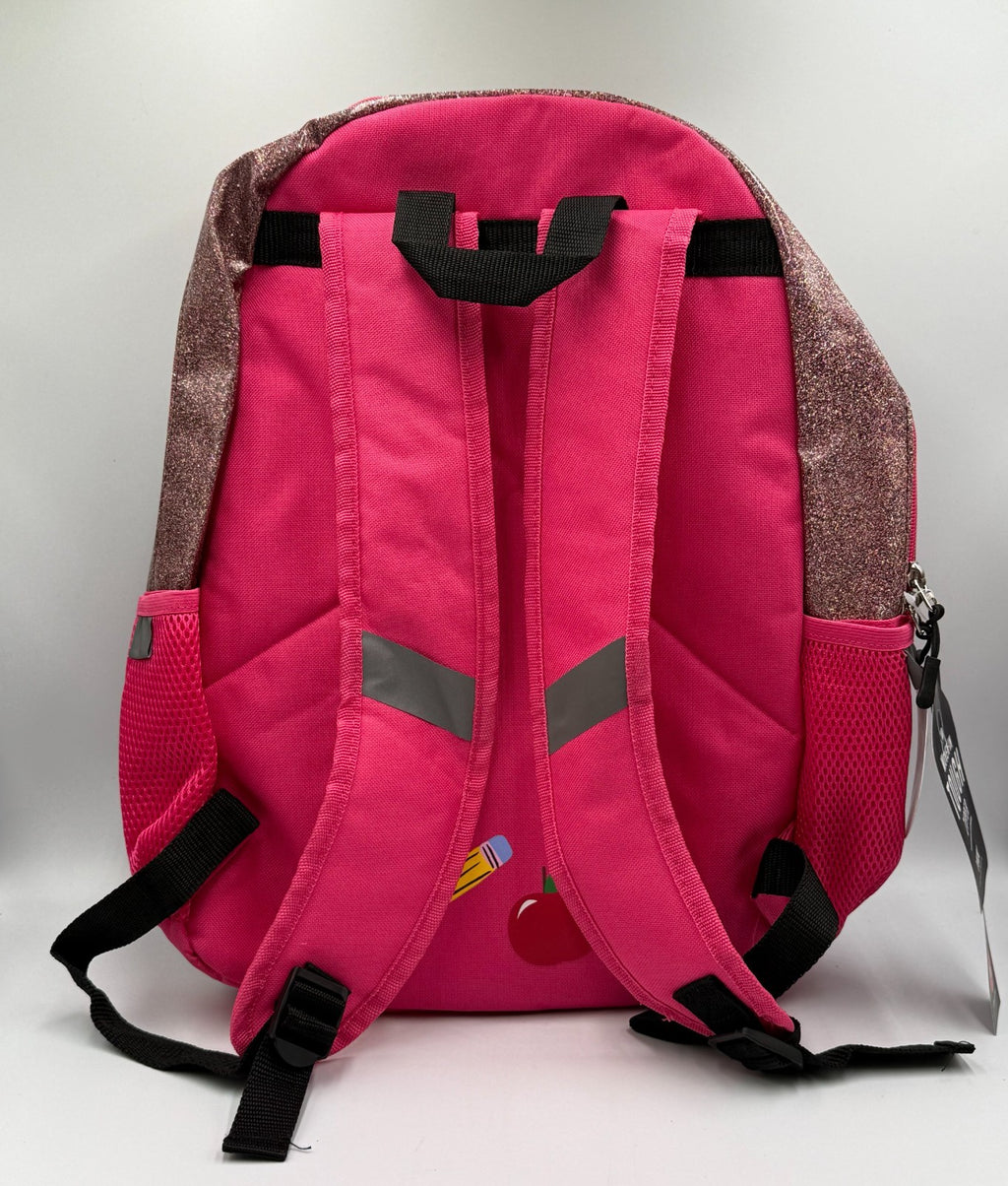 Locker Club Kids Pink Gold Glitter Retro Patch School Backpack Headphone 3Pc Set
