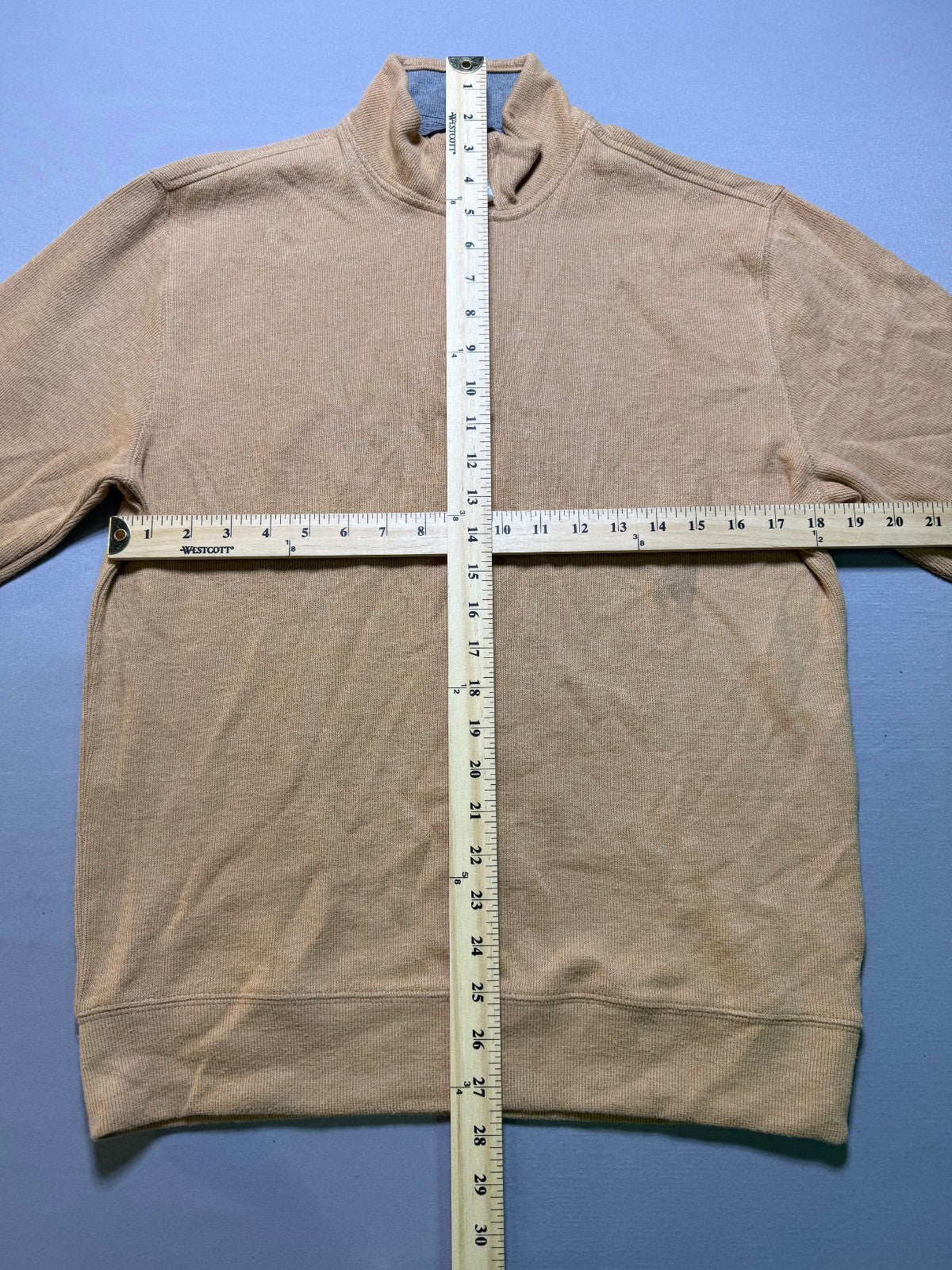 NWT Lands End 1/4 Zip Pullover Sweater Men's Small Beige Long Sleeve Mock Neck