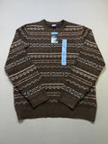 NWT Land's End Fair Isle Sweater Men's Large Brown Knitted Crew Neck Long Sleeve