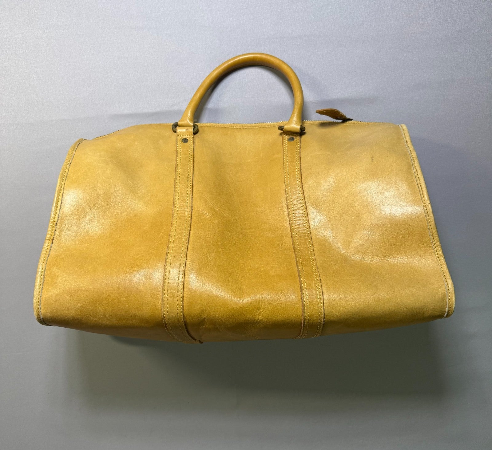 Eda Sennevilla Duffle Handbag Women's Brown Leather Double Handle Modern Zipper