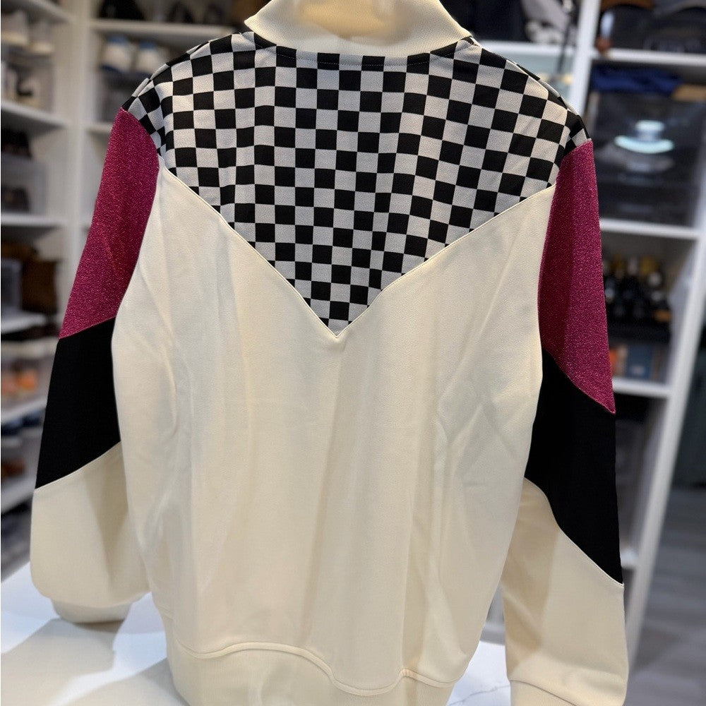Palm Angels Cream and Pink Checkered Jacket Size Large