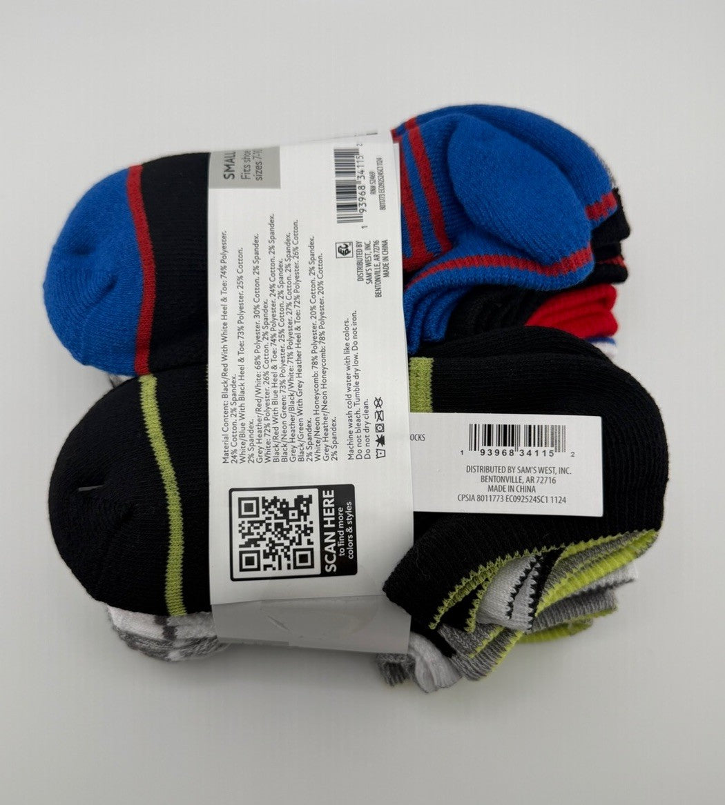 Member's Mark No-Show Socks Kid's Multicolor Comfort Cotton S 7-10 Pack of 10