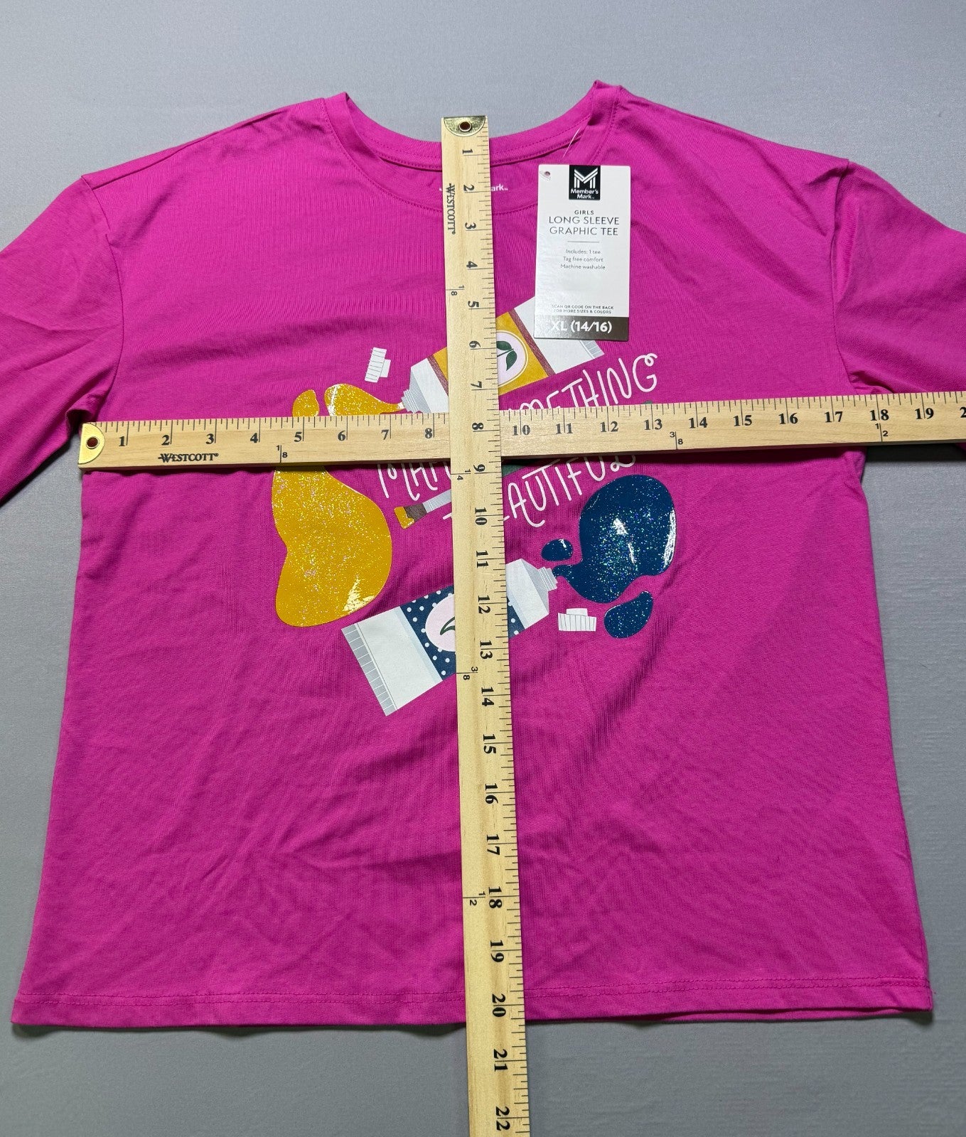 NWT Member's Mark Long Sleeve Graphic Tee Shirt Girls XL 14/16 Crewneck Pullover