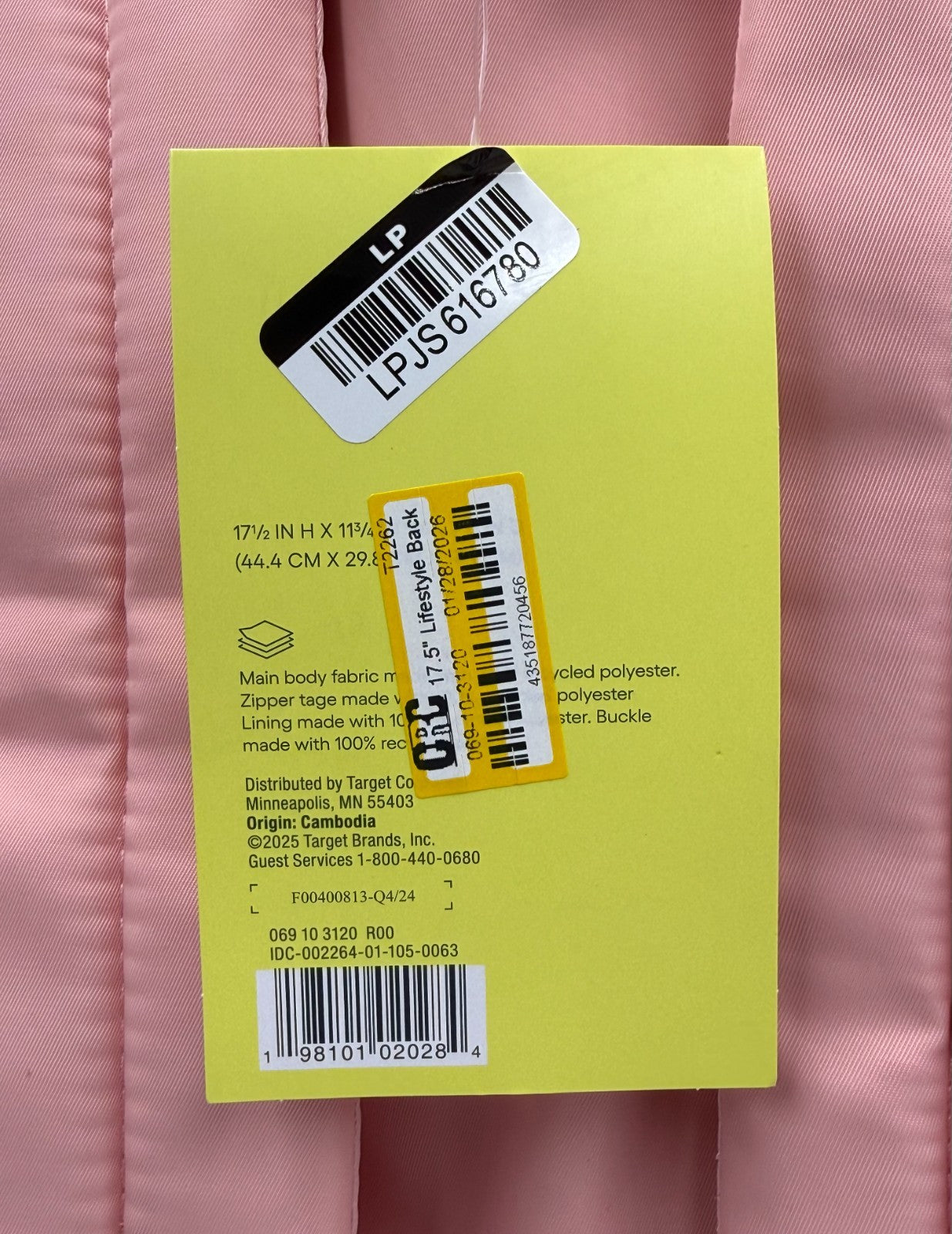 NWT All In Motion 17.5" Lifestyle Backpack Light Blush Pink Laptop School Bag