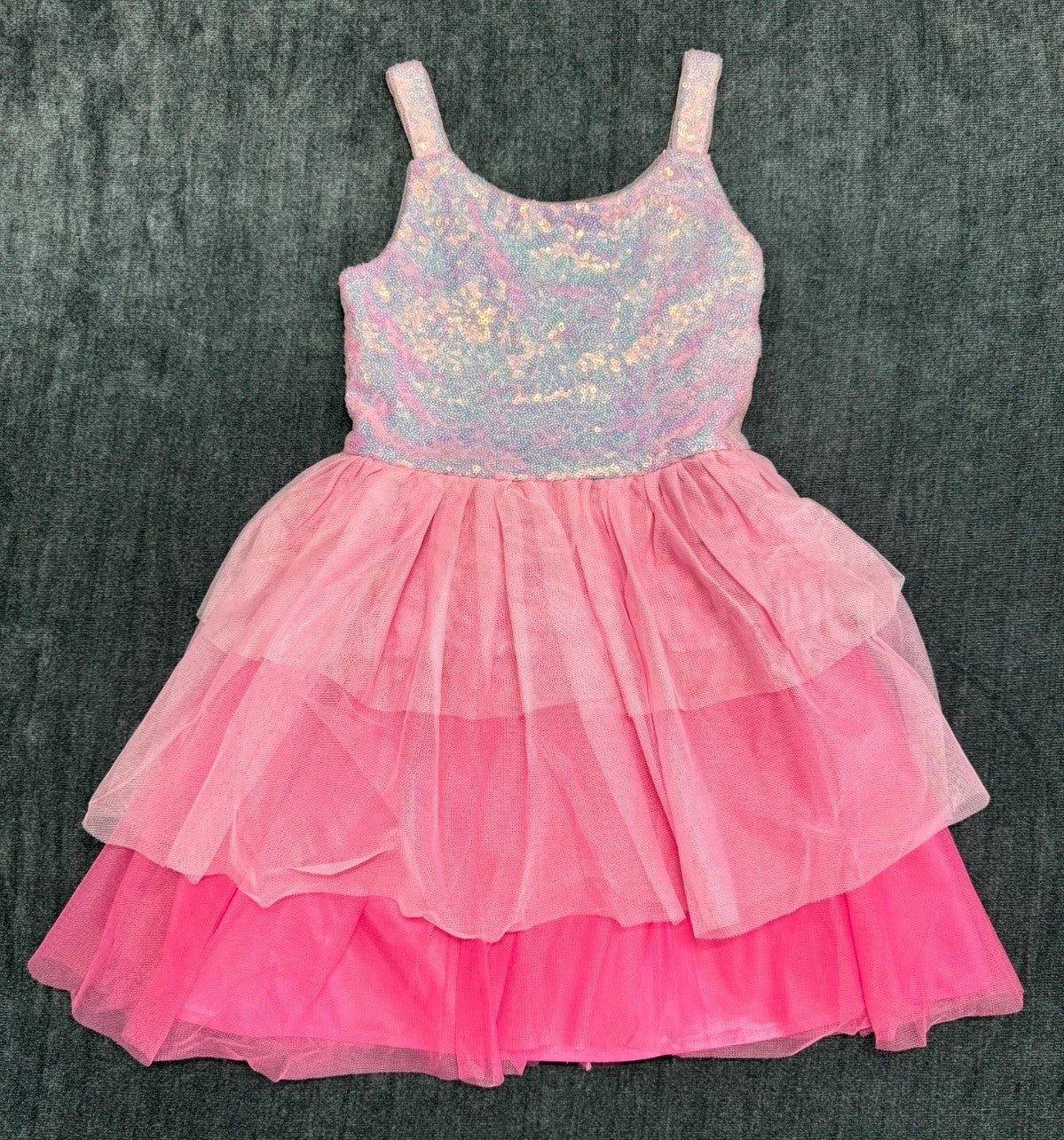 NWOT Zunie Knee Length Lined Layered Dress Pink Sleeveless Girls Size Medium 7/8