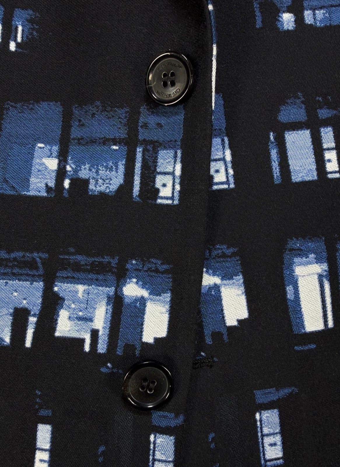NWT Off-White Crystal Windows Print Blazer Men 50 Blue Black Long Sleeve Office
