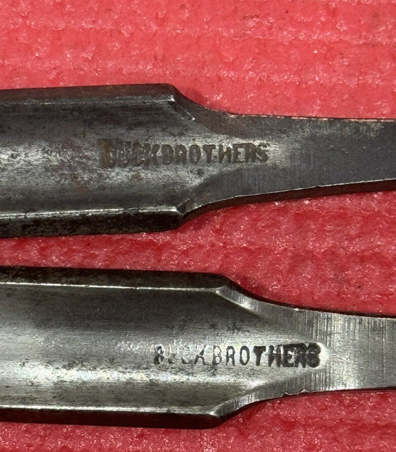 Vintage Antique Buck Bros. 2 Pieces Mortise chisel set Woodworking Old Tool RARE