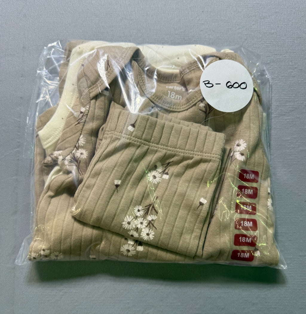 NWT Carter's 3-Piece Outfit Set Baby Girls 18 Months Taupe Long Sleeve Comfort