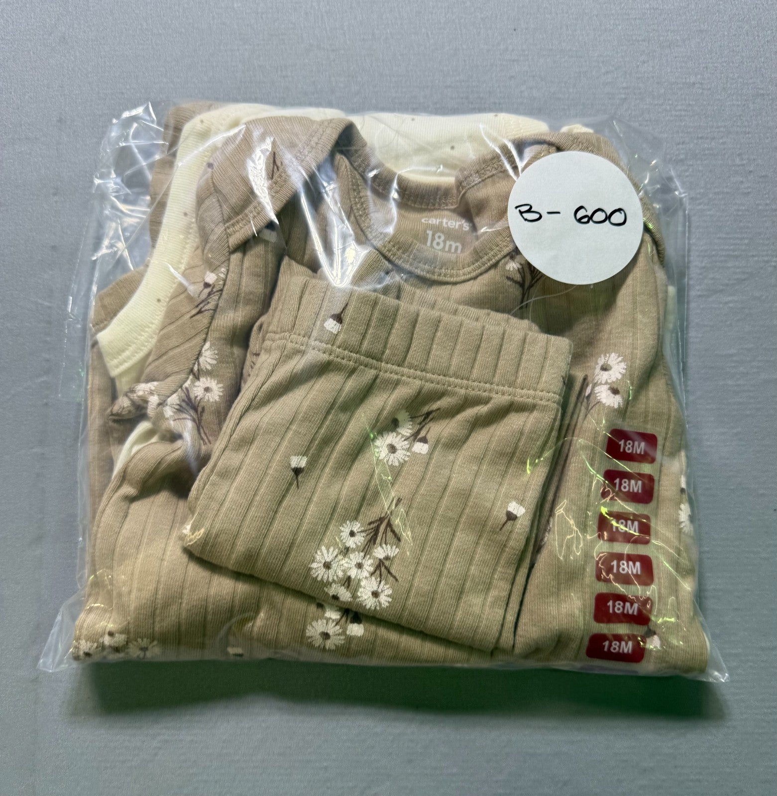 NWT Carter's 3-Piece Outfit Set Baby Girls 18 Months Taupe Long Sleeve Comfort