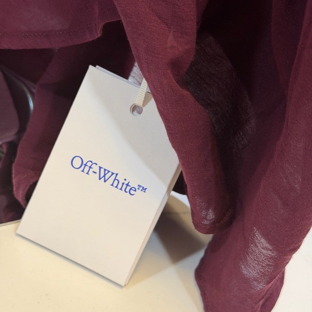 Off-White Deep Burgundy Button Silkjer shirt Size Large NWT