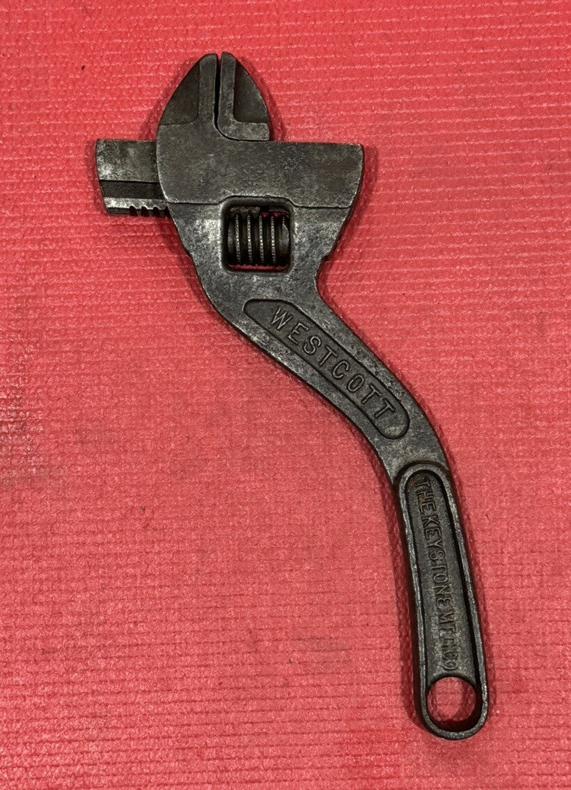 Vintage Westcott No. 80, 10 Inch S-Curved Adjustable Wrench Keystone Mfg Co. USA