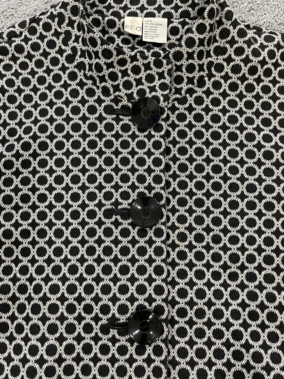 REQ WOMENS SIZE LARGE BLACK & WHITE SWEATER BLAZER/CARDIGAN G5