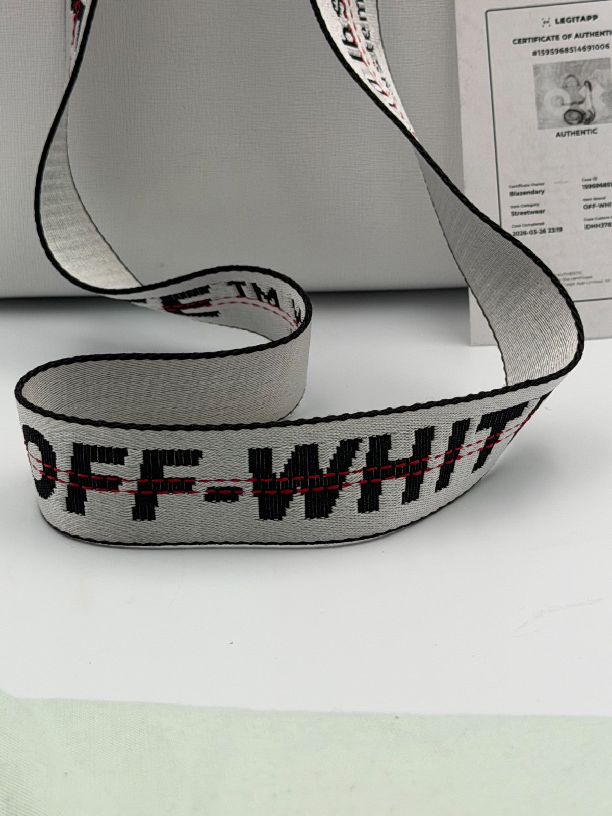 Off-White Sculpture Tote Bag Women White Leather Industrial Strap Luxury Handbag