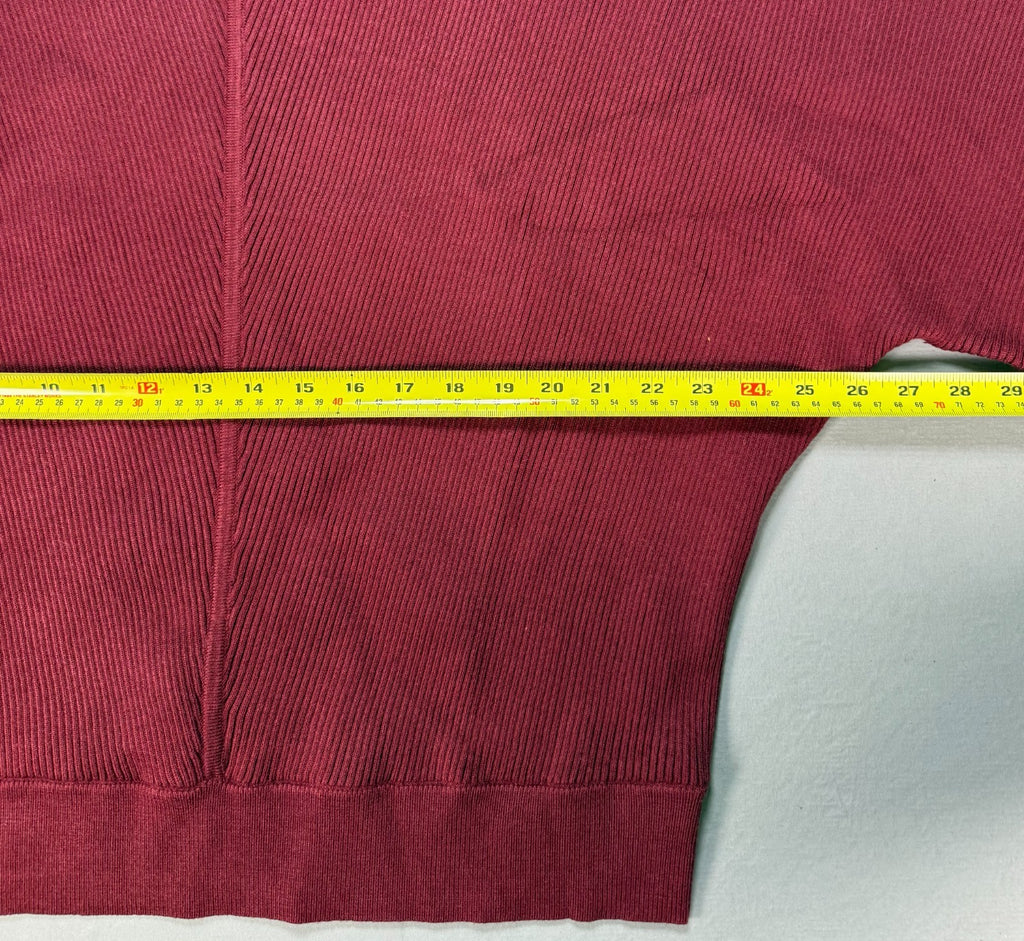 Women's Oversized Ribbed Knit Sweater Medium Burgundy Pullover Mock Neck Preppy