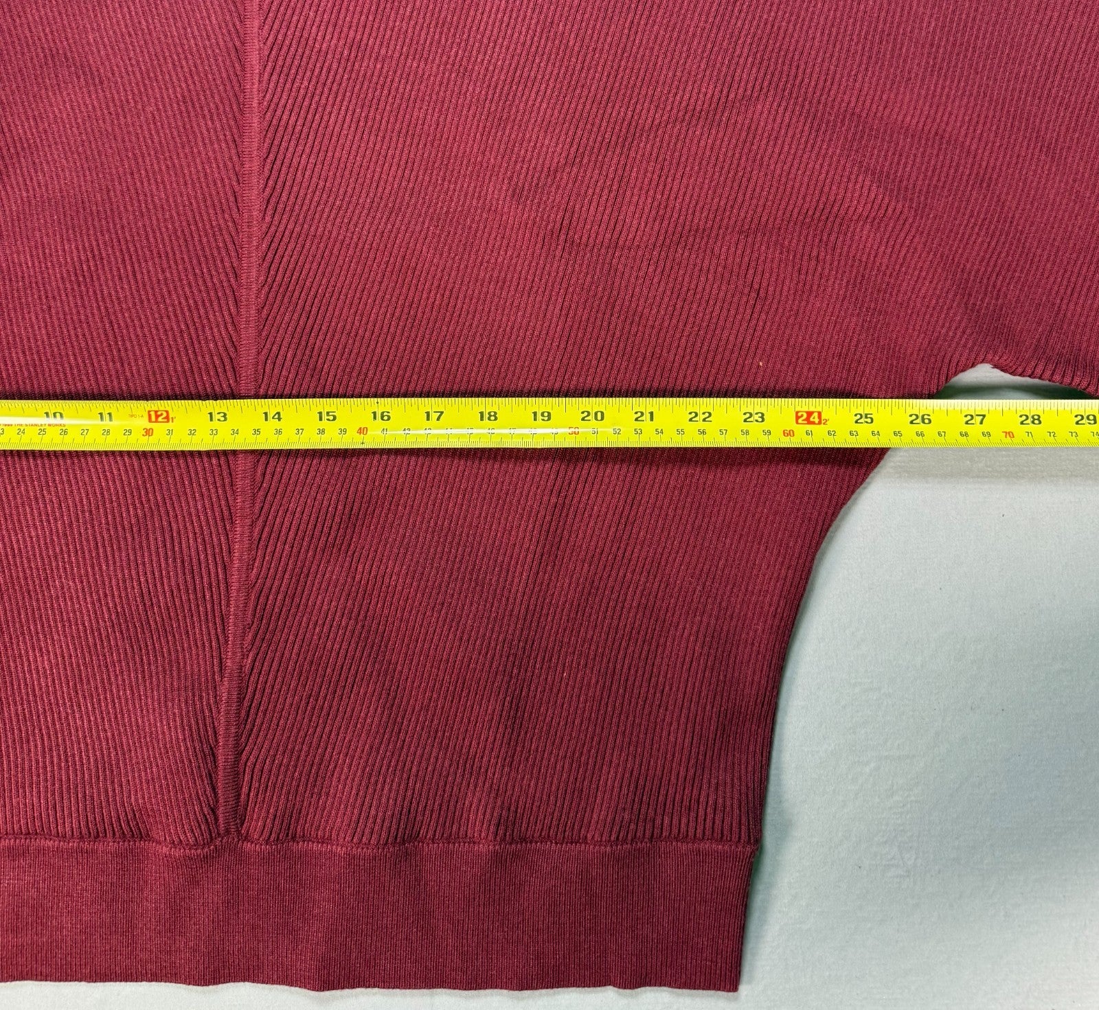 Women's Oversized Ribbed Knit Sweater Medium Burgundy Pullover Mock Neck Preppy