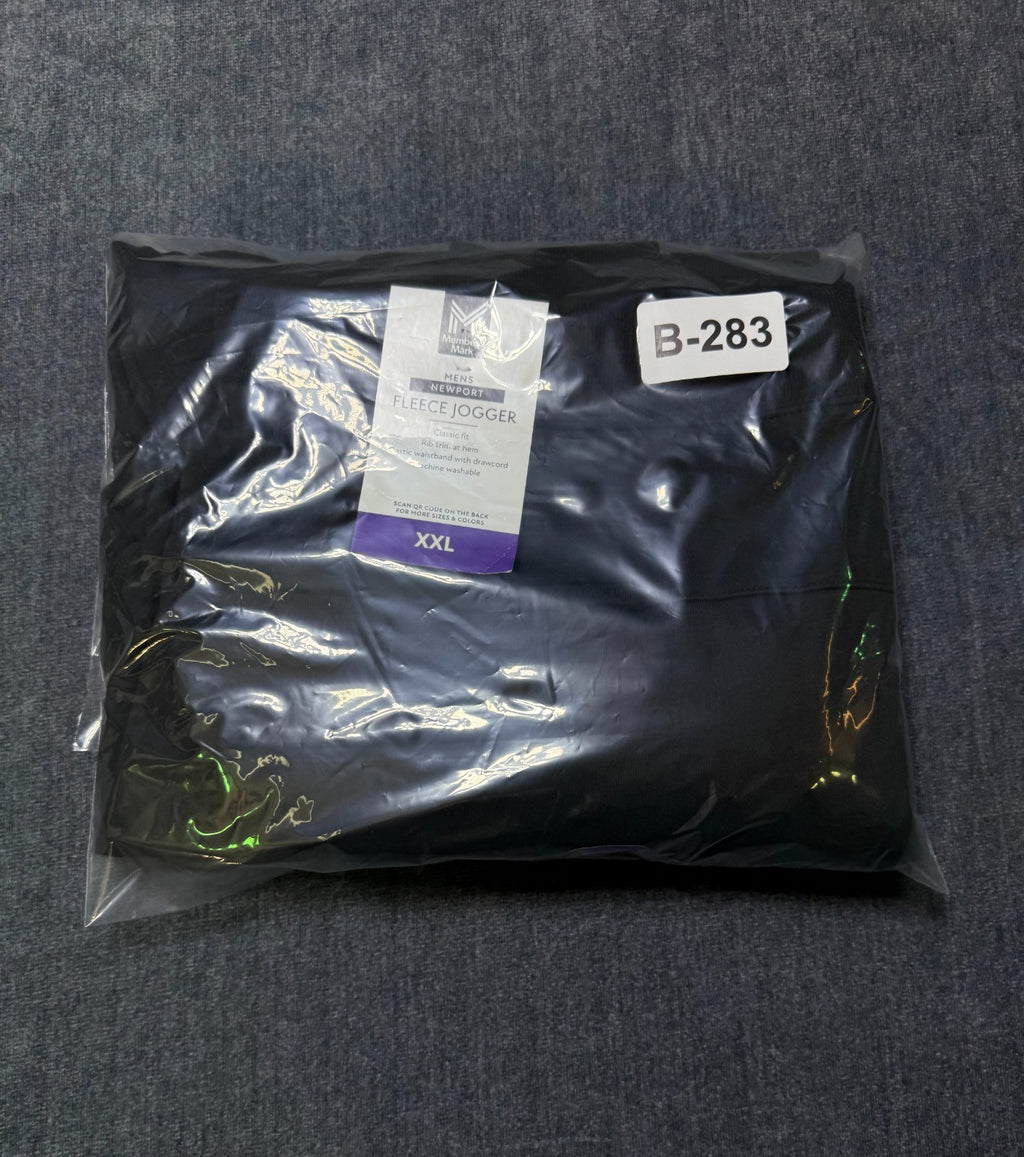 NWT Member's Mark Newport Fleece Joggers Men's 2XL Black Tapered Fit Drawstring
