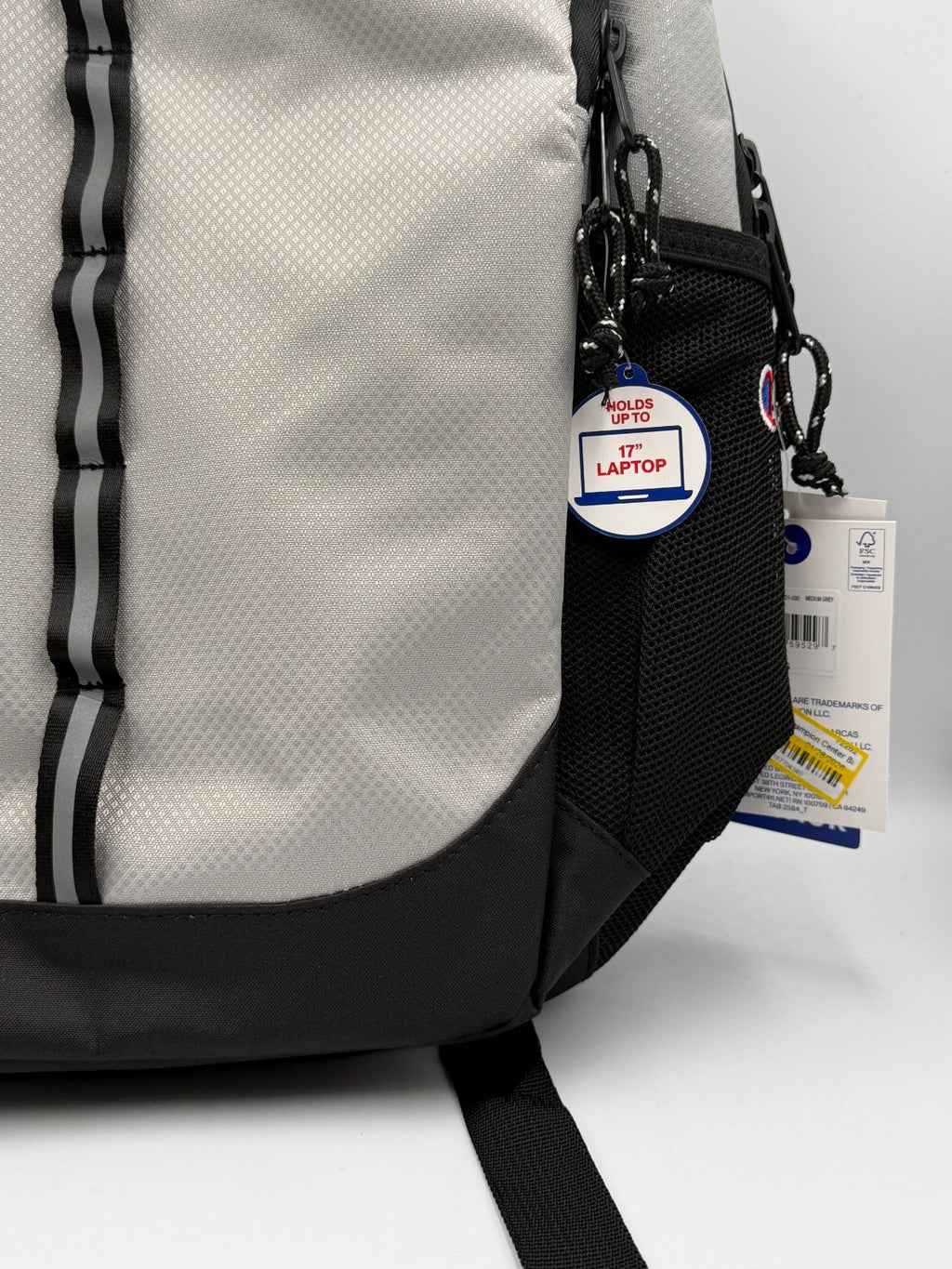 NWT Champion Center Backpack Gray Black Red Fits 17" Laptop School Travel Bag