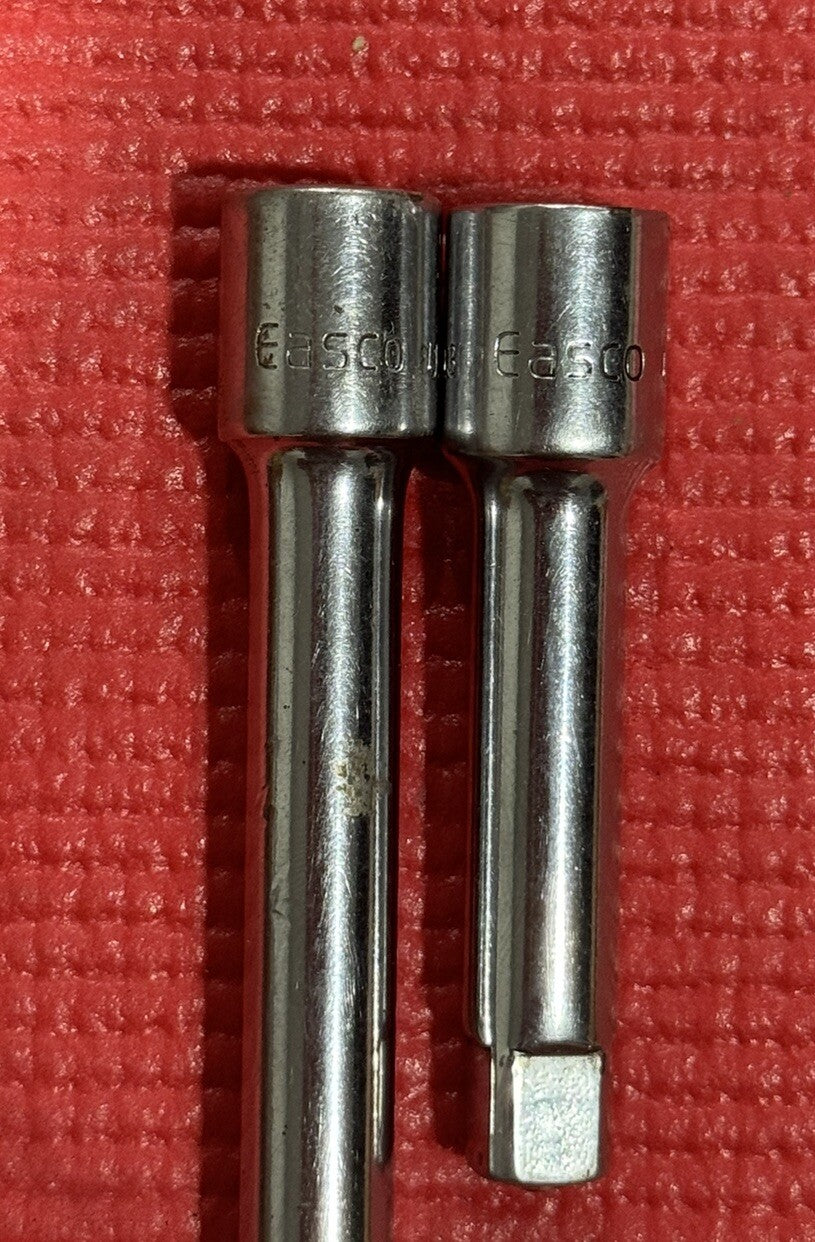 VINTAGE EASCO TOOLS 2 Pc SET 3/8" DRIVE 10" & 3” EXTENSION 721203, 721210 USA