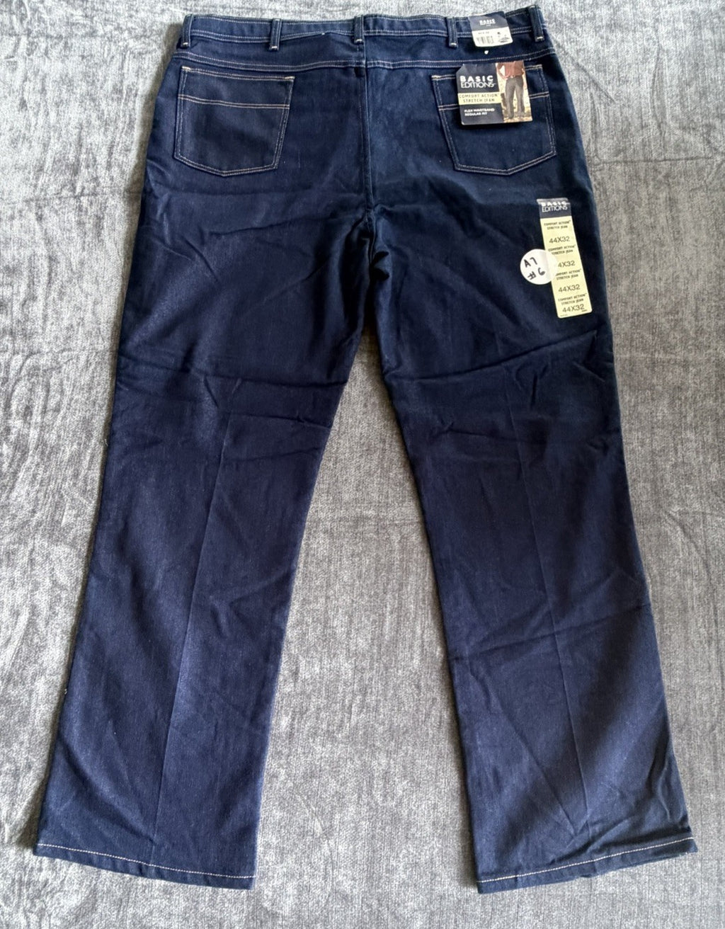 Basic Editions Men’s 44X32 Comfort Action Stretch Jeans Denim Blue Jeans NWT