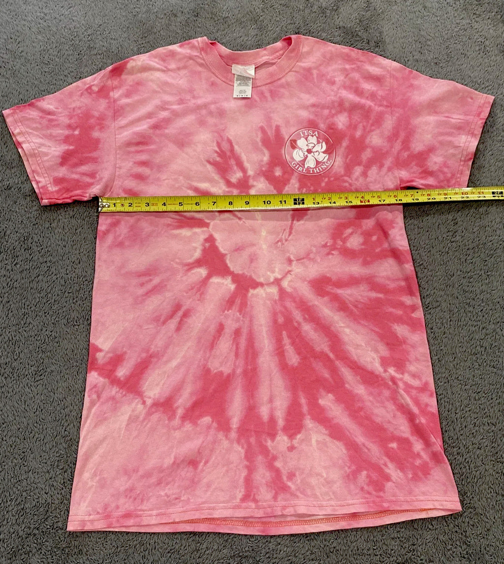 Itsa Girl Thing Women's Medium T-Shirt Pink & white Tye-Dye Spiral