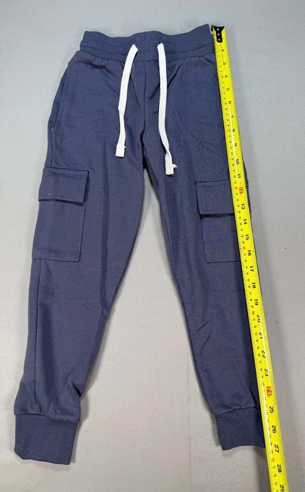 Kids Navy Blue Cargo Pockets Jogger Pants Size XS Drawstring Sweatpants