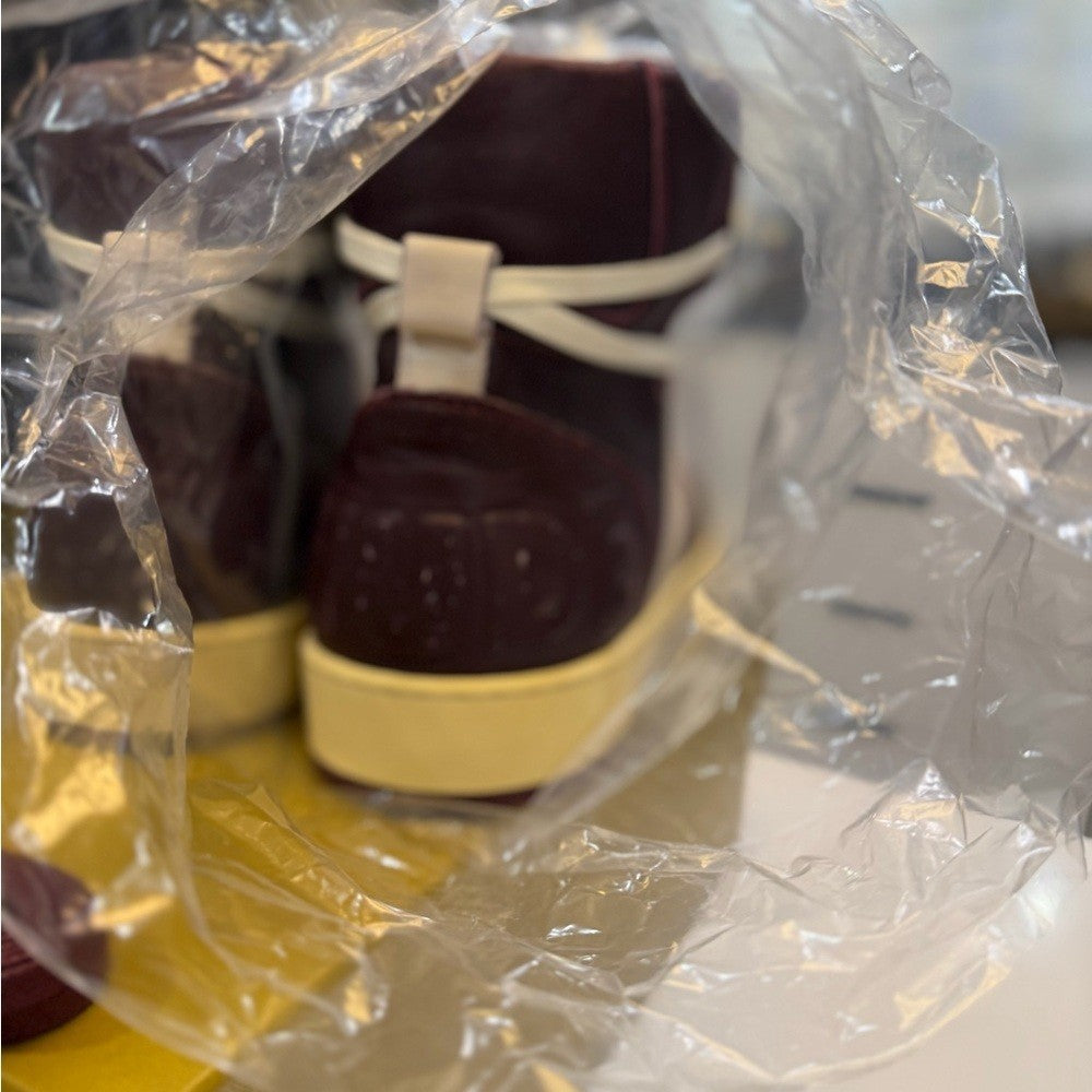 Rhude Burgundy and Cream High-Top Sneakers