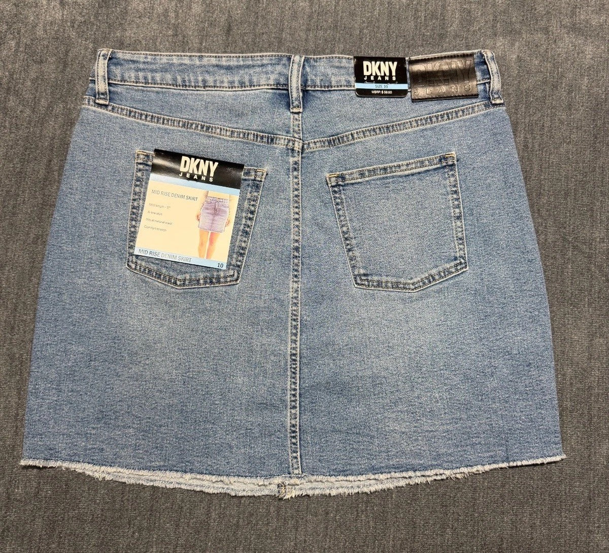 NWT DKNY Mid-Rise Pencil Skirt Women's 10 Blue Denim 5-Pocket Comfort Stretch