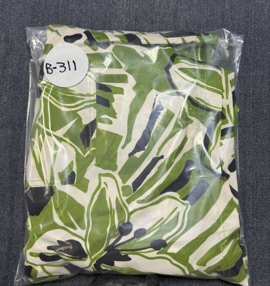 NWT Palm Angels Macro Hibiscus Swim Shorts Men Large Green/White 100% Polyester