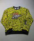 NWT Switch Remarkable Kings Leopard Print Crew Neck Sweatshirt Men's XL Yellow