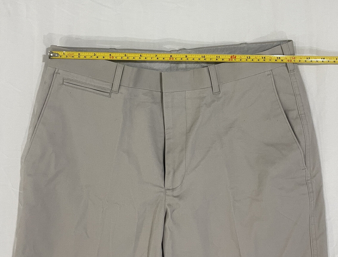 Axist Men's Straight Pleated Cuffed Leg Taupe Dress Pants Khaki Size 33x32