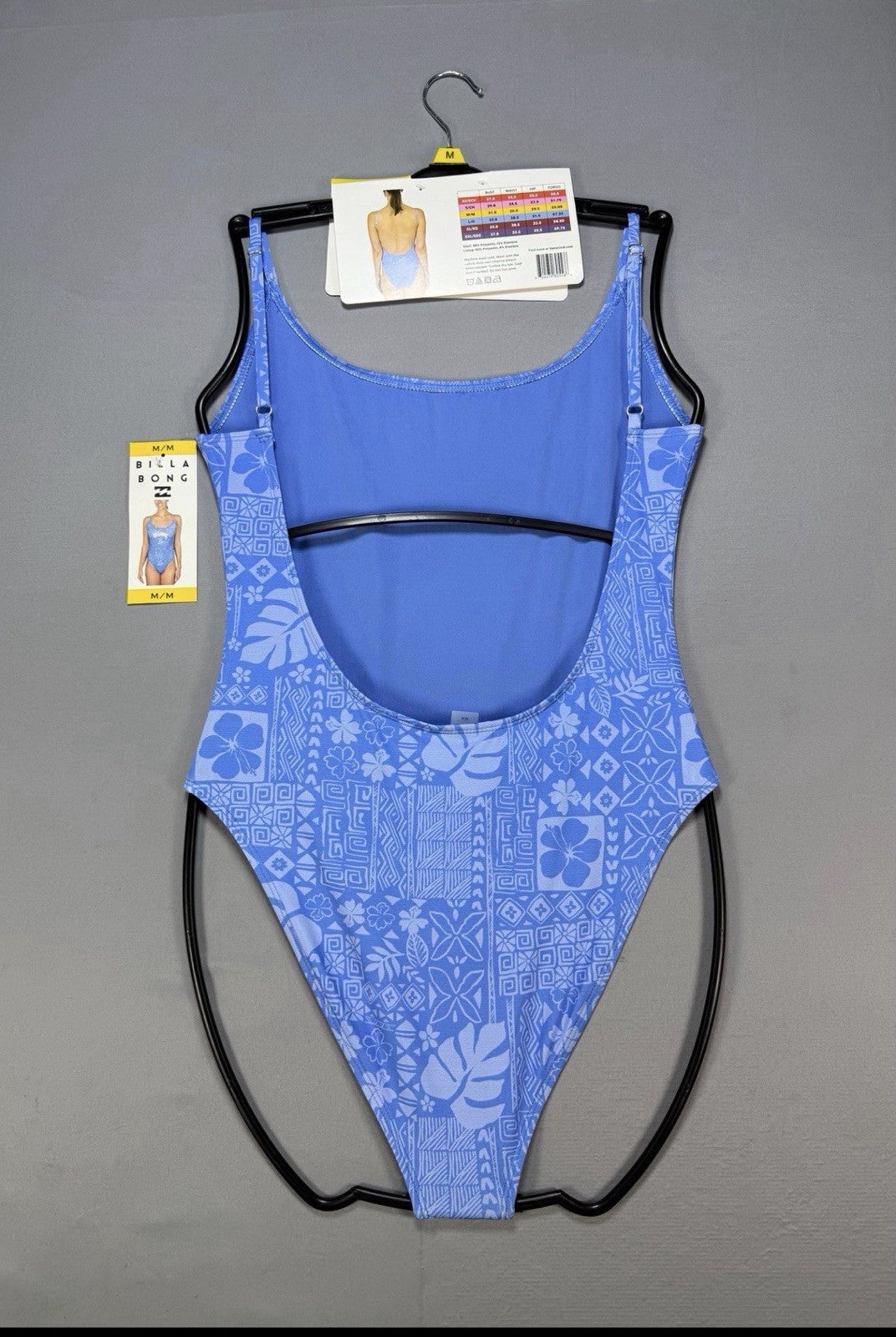 NWT Billabong Beach Babe One-Piece Swimsuit Womens Medium Blue Adjustable Straps