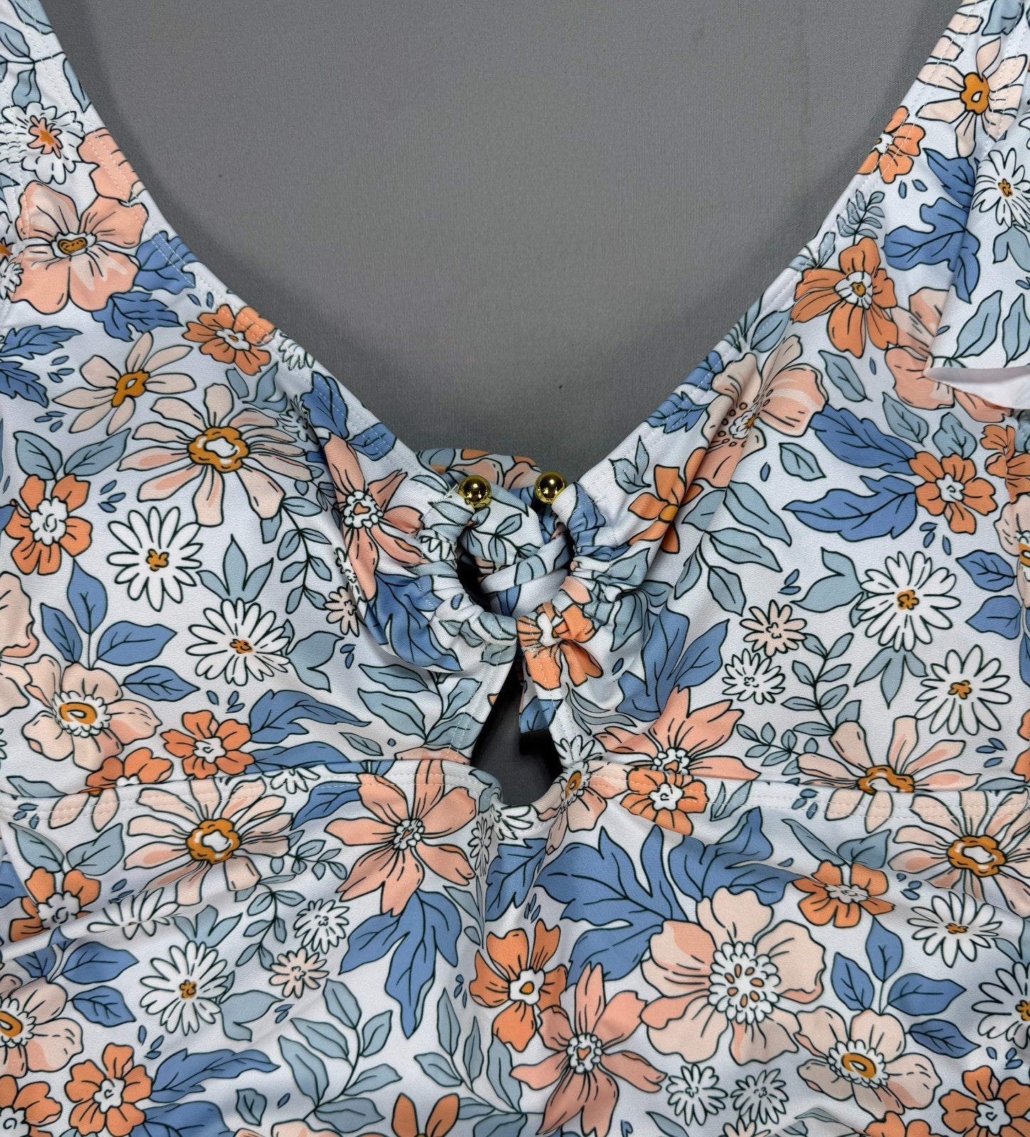 Eomenie One Piece Swimsuit Women's Large Blue Floral Tummy Control Bathing Suit