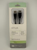 NEW Ativa 828-560 Black USB-A Male to Female 3.05m 10ft USB 2.0 Extension Cable