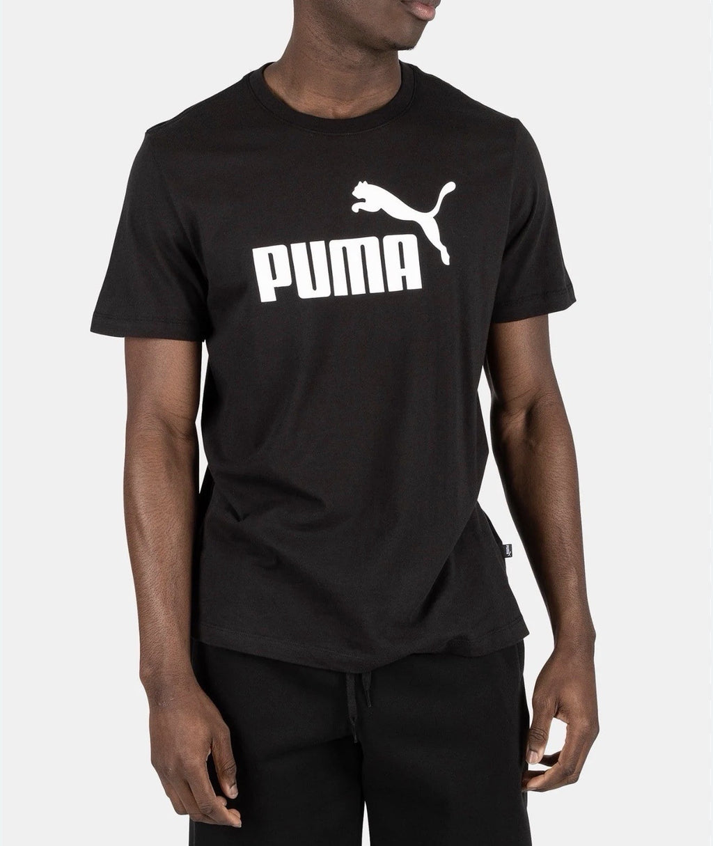 NWT Puma Essential Graphic Logo Tee Shirt Men's Large Black Short Sleeve Summer