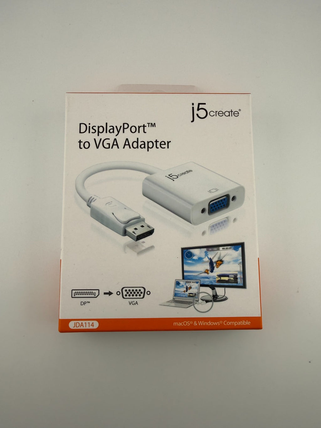 j5create DisplayPort to VGA Adapter JDA114 White DisplayPort Male to VGA Female