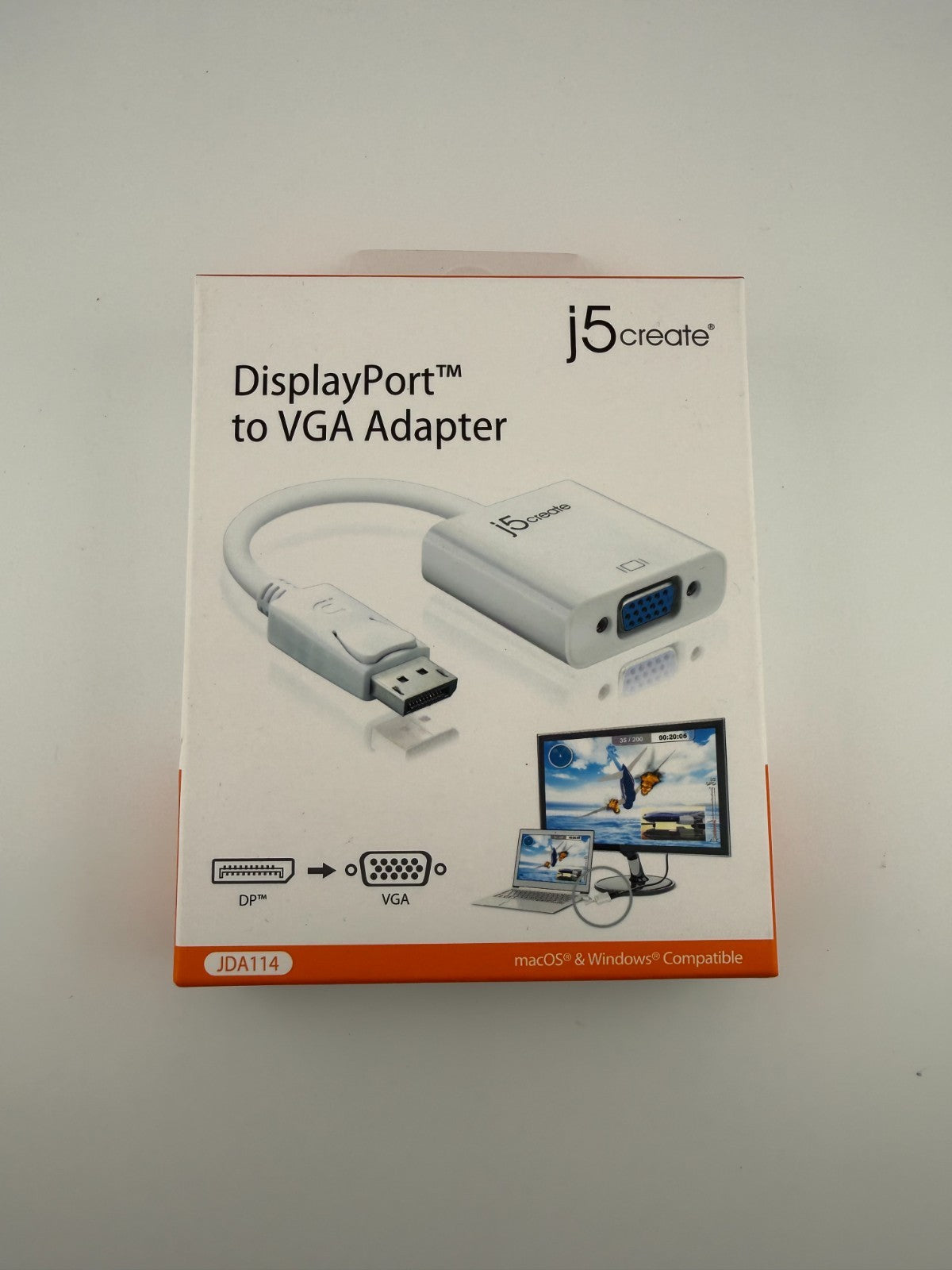 j5create DisplayPort to VGA Adapter JDA114 White DisplayPort Male to VGA Female