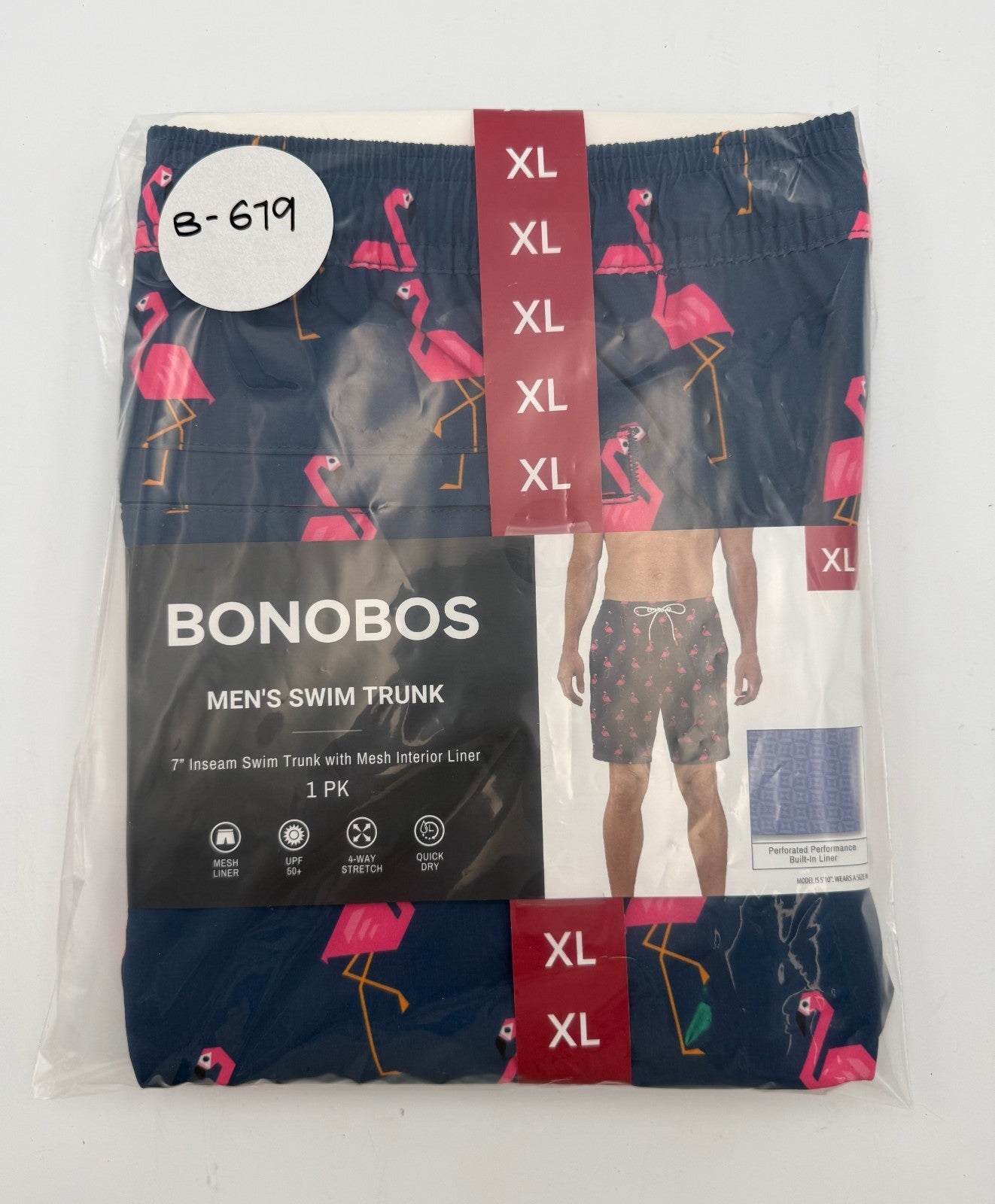 NWT Bonobos Swim Trunks Men's XL Blue Flamingo Print Drawstring Summer Beach