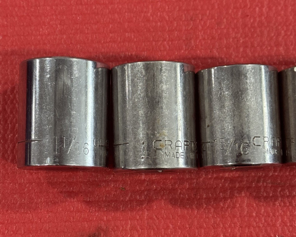 Vintage Craftsman 9pc Set 1/2" Drive 12PT  SAE Shallow Socket Set Made In USA