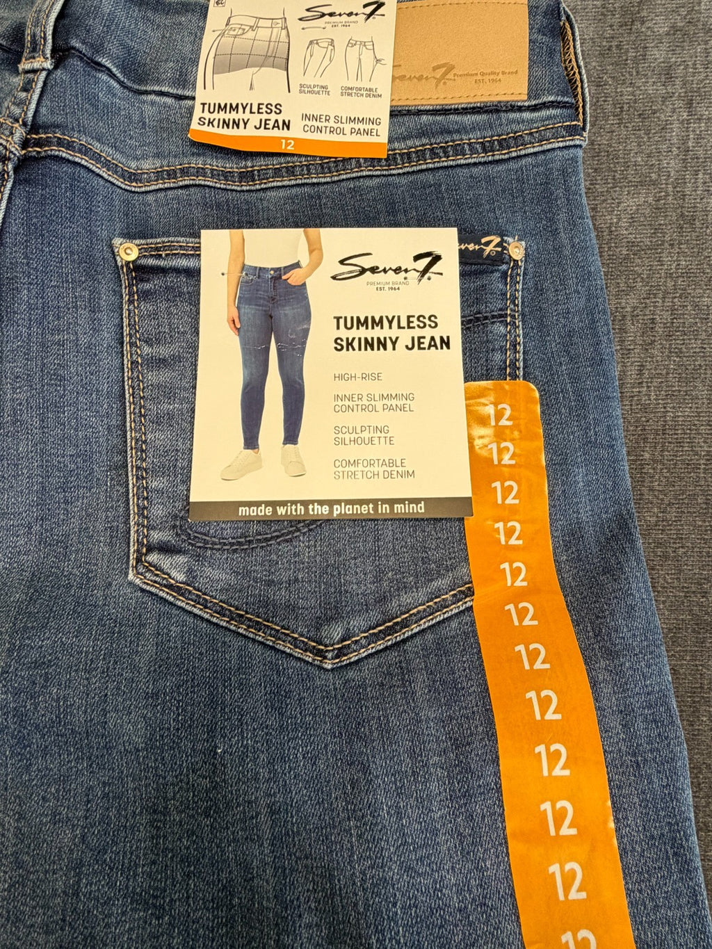 NWT Seven7 Skinny Jeans Women's 12 Blue Denim High Rise Stretch Casual 5-Pockets