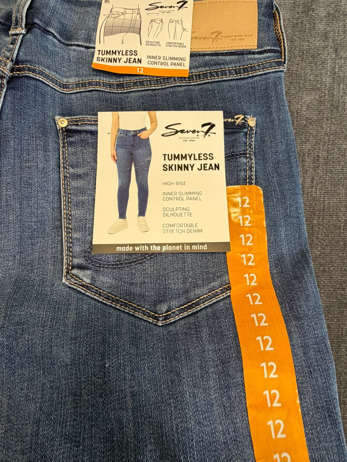 NWT Seven7 Skinny Jeans Women's 12 Blue Denim High Rise Stretch Casual 5-Pockets