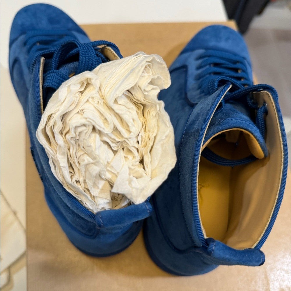 Christian Louboutin Louis Orlato Cobalt Suede Blue High Sneakers