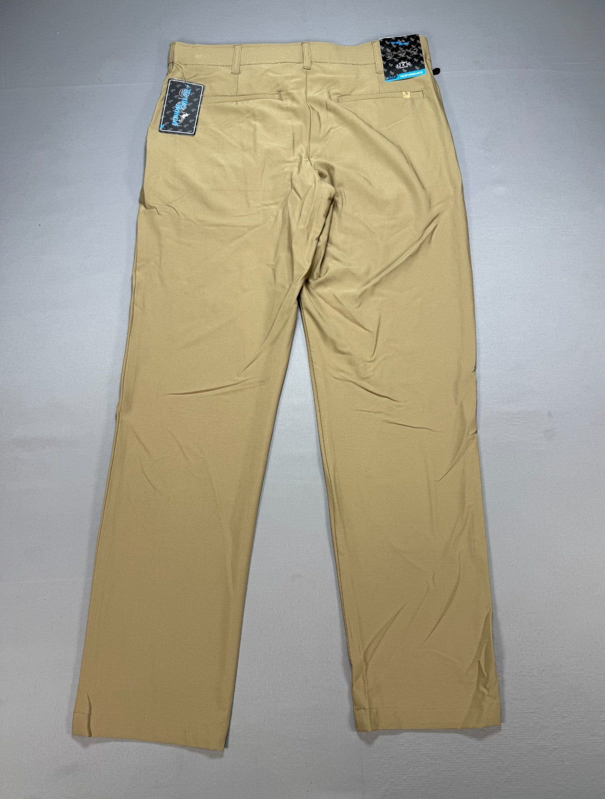 NWT Birdie Bound Golf Pants Men's 32X30 Beige Flat Front Lightweight Performance