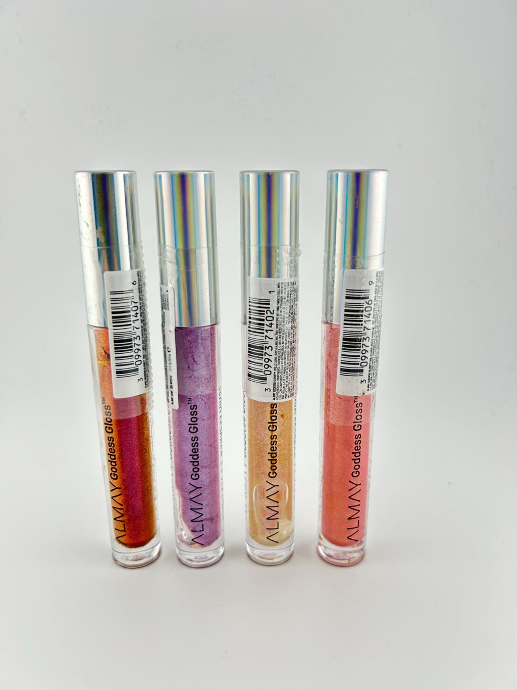 Set of 4 Almay Goddess Lip Gloss #700 Flame #600 Fairy #200 Angelic #300 Mystic