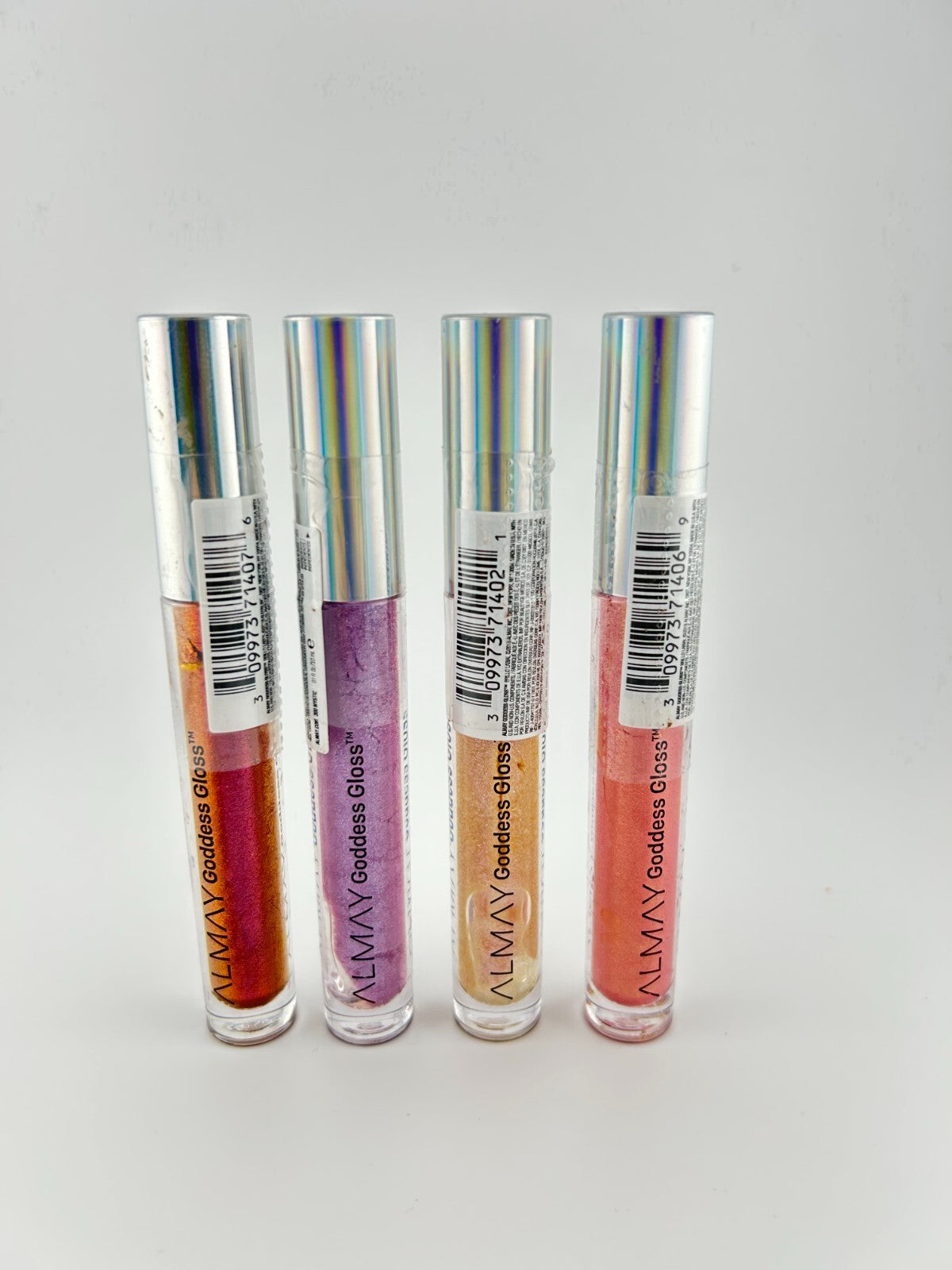 Set of 4 Almay Goddess Lip Gloss #700 Flame #600 Fairy #200 Angelic #300 Mystic