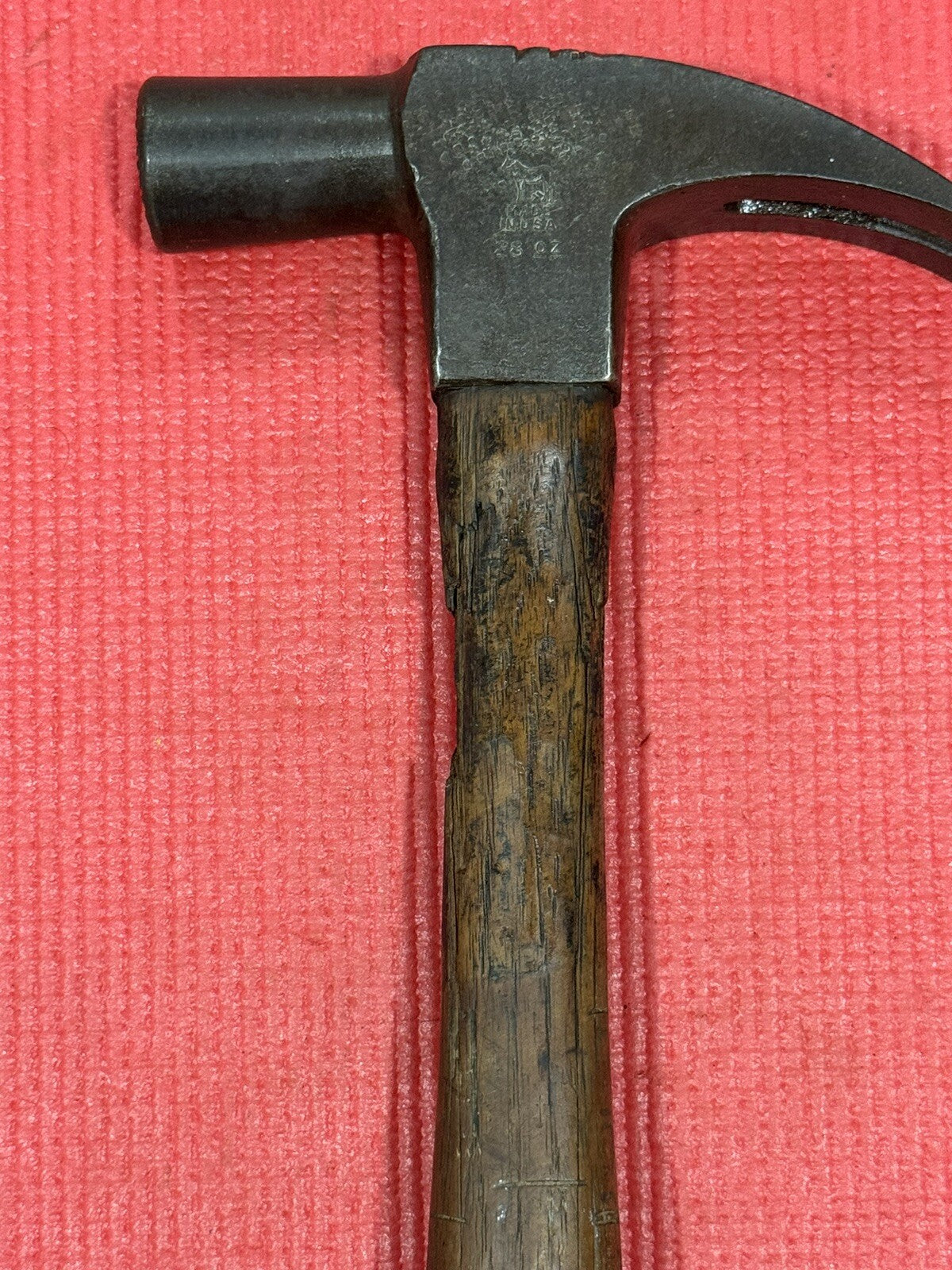 Vintage Heller 28oz Carpenter Straight Claw Hammer Horse Logo- Made In USA Rare