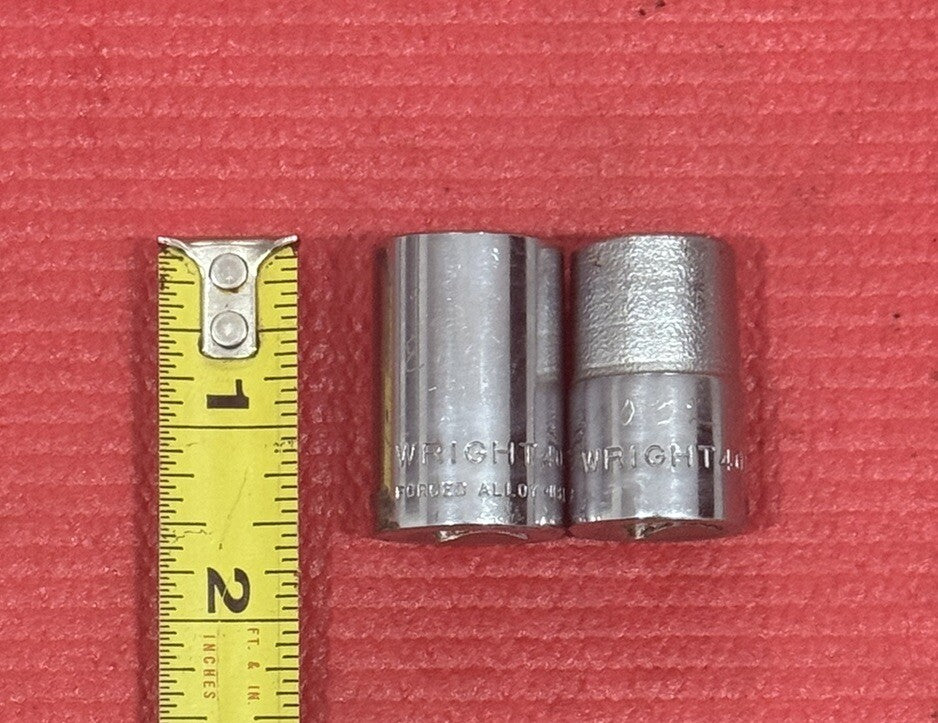 Wright Tools 2 PC 4018 & 4022, 1/2" Drive SAE 6PT Shallow Socket Set Made in USA