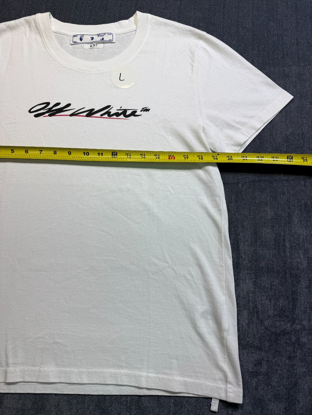 NWOT Off-White New Script Logo Tee Shirt Men's Large White Classic Short Sleeve